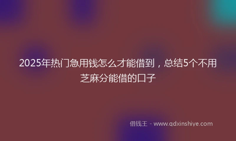 2025年热门急用钱怎么才能借到，总结5个不用芝麻分能借的口子