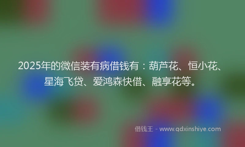 2025年的微信装有病借钱有：葫芦花、恒小花、星海飞贷、爱鸿森快借、融享花等。