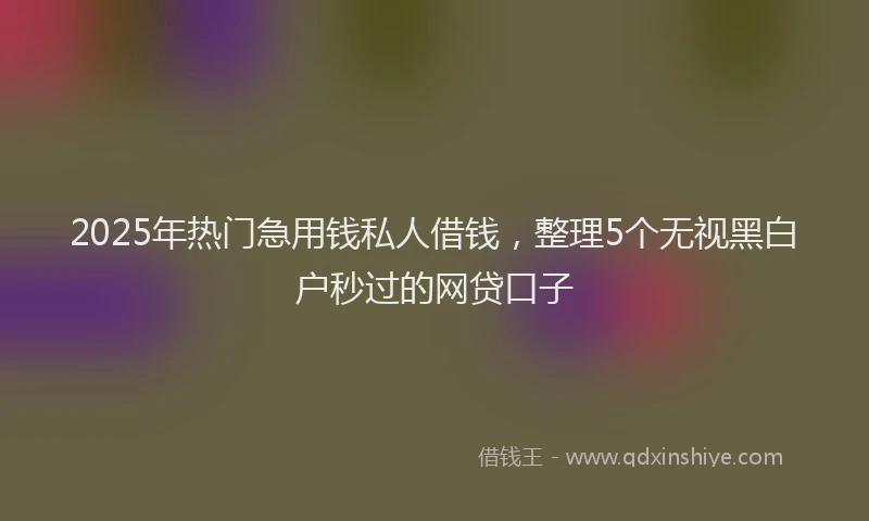 2025年热门急用钱私人借钱，整理5个无视黑白户秒过的网贷口子
