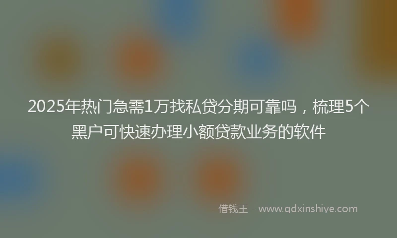 2025年热门急需1万找私贷分期可靠吗，梳理5个黑户可快速办理小额贷款业务的软件