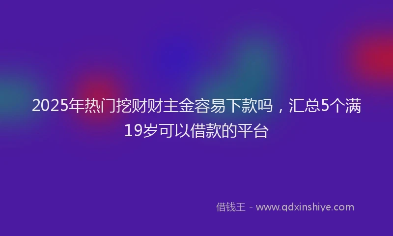 2025年热门挖财财主金容易下款吗，汇总5个满19岁可以借款的平台