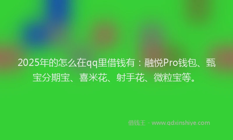 2025年的怎么在qq里借钱有：融悦Pro钱包、甄宝分期宝、喜米花、射手花、微粒宝等。