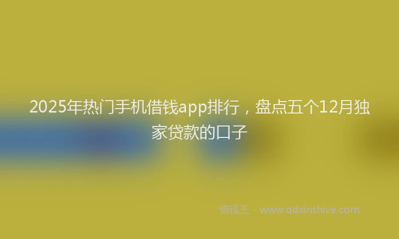 2025年热门手机借钱app排行，盘点五个12月独家贷款的口子