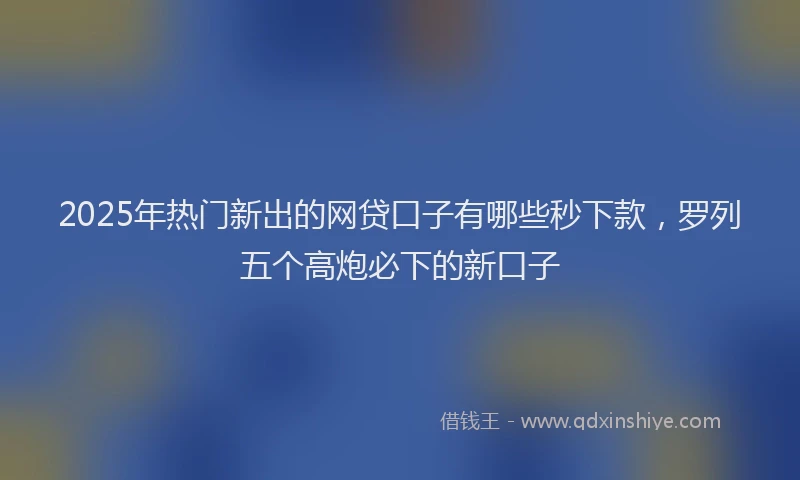 2025年热门新出的网贷口子有哪些秒下款，罗列五个高炮必下的新口子