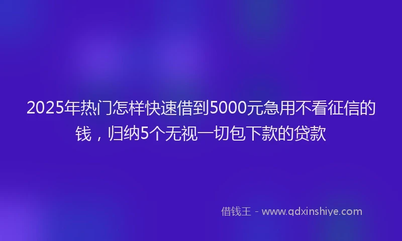 2025年热门怎样快速借到5000元急用不看征信的钱，归纳5个无视一切包下款的贷款