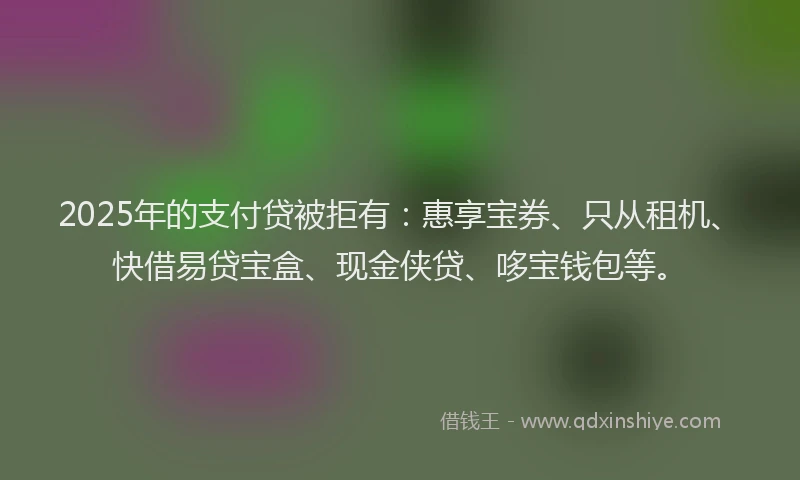 2025年的支付贷被拒有：惠享宝券、只从租机、快借易贷宝盒、现金侠贷、哆宝钱包等。