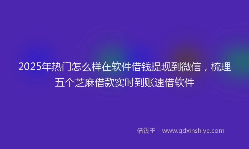 2025年热门怎么样在软件借钱提现到微信，梳理五个芝麻借款实时到账速借软件