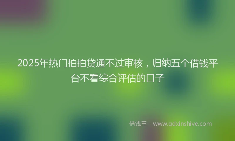 2025年热门拍拍贷通不过审核，归纳五个借钱平台不看综合评估的口子