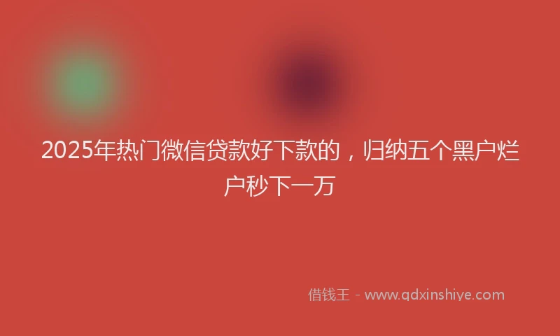 2025年热门微信贷款好下款的，归纳五个黑户烂户秒下一万