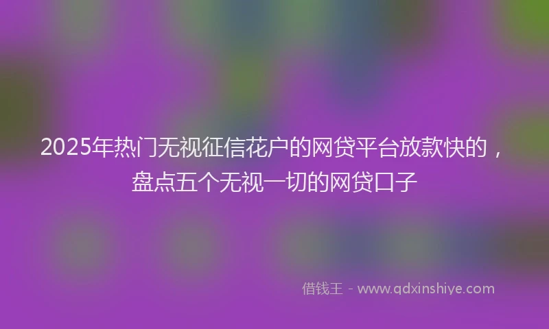 2025年热门无视征信花户的网贷平台放款快的，盘点五个无视一切的网贷口子