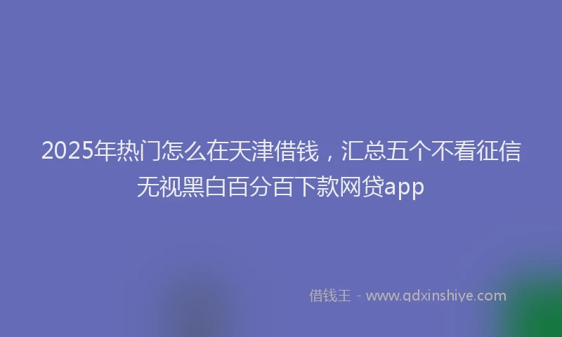 2025年热门怎么在天津借钱，汇总五个不看征信无视黑白百分百下款网贷app