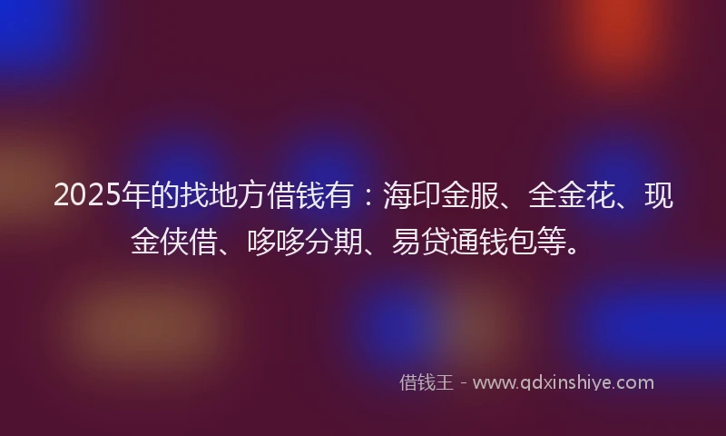 2025年的找地方借钱有：海印金服、全金花、现金侠借、哆哆分期、易贷通钱包等。