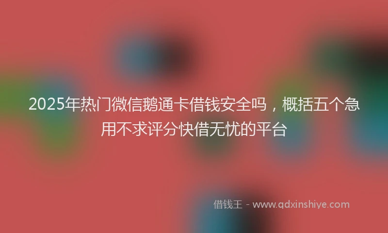 2025年热门微信鹅通卡借钱安全吗，概括五个急用不求评分快借无忧的平台