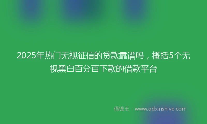 2025年热门无视征信的贷款靠谱吗，概括5个无视黑白百分百下款的借款平台