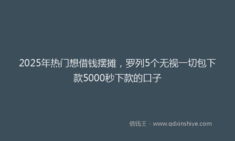 2025年热门想借钱摆摊，罗列5个无视一切包下款5000秒下款的口子
