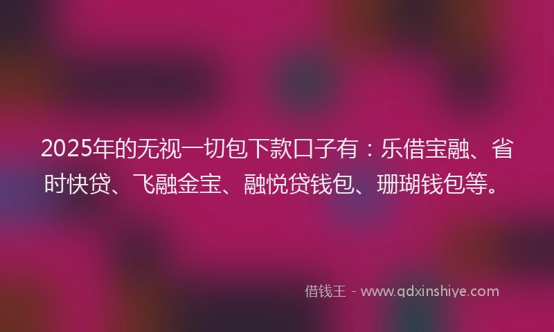 2025年的无视一切包下款口子有：乐借宝融、省时快贷、飞融金宝、融悦贷钱包、珊瑚钱包等。