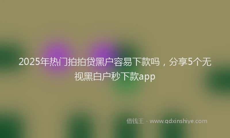 2025年热门拍拍贷黑户容易下款吗，分享5个无视黑白户秒下款app