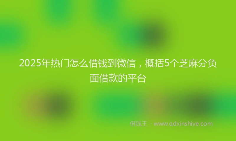 2025年热门怎么借钱到微信，概括5个芝麻分负面借款的平台