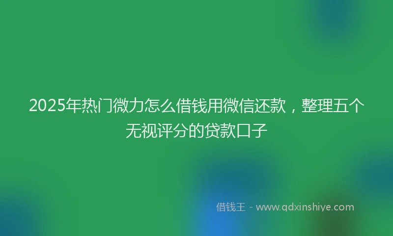 2025年热门微力怎么借钱用微信还款，整理五个无视评分的贷款口子
