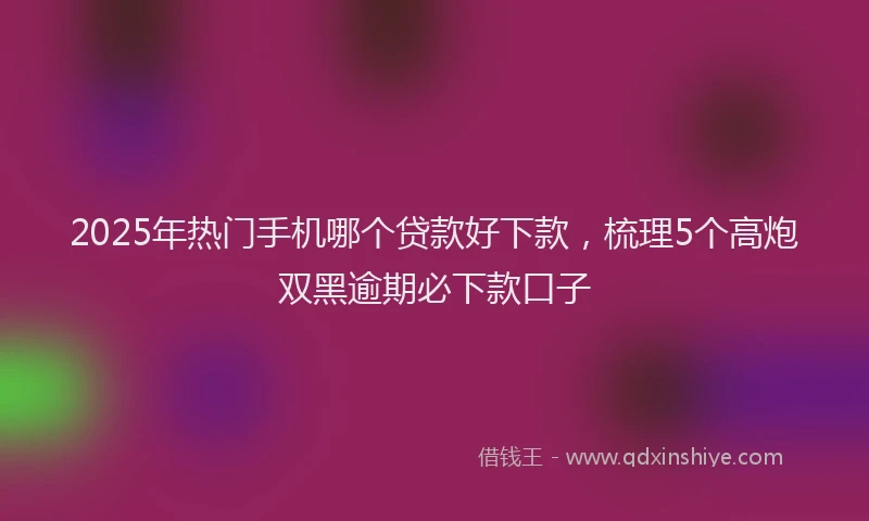 2025年热门手机哪个贷款好下款，梳理5个高炮双黑逾期必下款口子