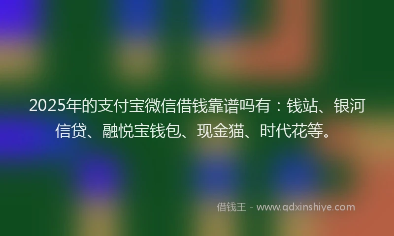 2025年的支付宝微信借钱靠谱吗有：钱站、银河信贷、融悦宝钱包、现金猫、时代花等。
