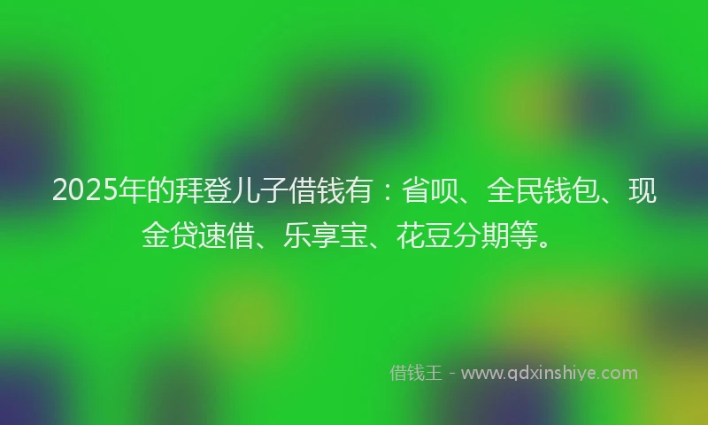 2025年的拜登儿子借钱有：省呗、全民钱包、现金贷速借、乐享宝、花豆分期等。