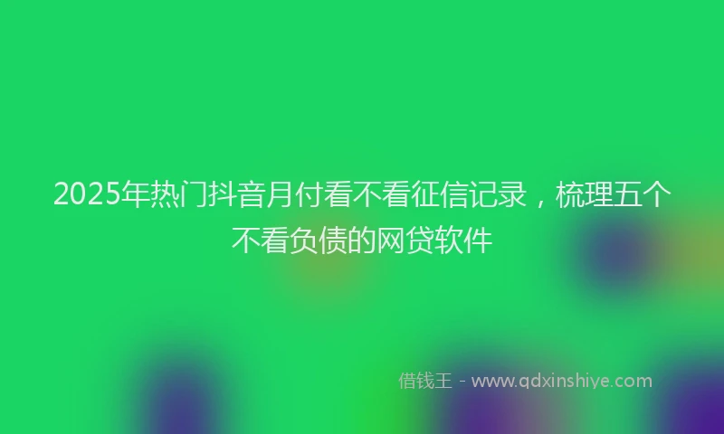 2025年热门抖音月付看不看征信记录，梳理五个不看负债的网贷软件