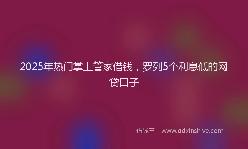 2025年热门掌上管家借钱，罗列5个利息低的网贷口子