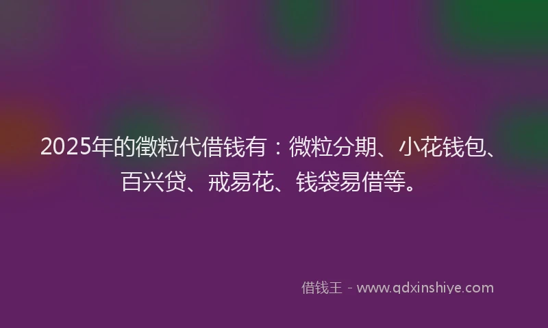2025年的徵粒代借钱有：微粒分期、小花钱包、百兴贷、戒易花、钱袋易借等。