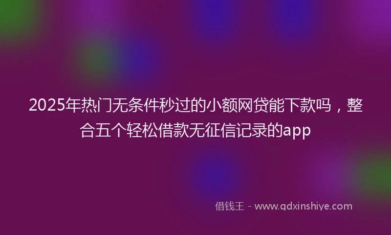 2025年热门无条件秒过的小额网贷能下款吗，整合五个轻松借款无征信记录的app