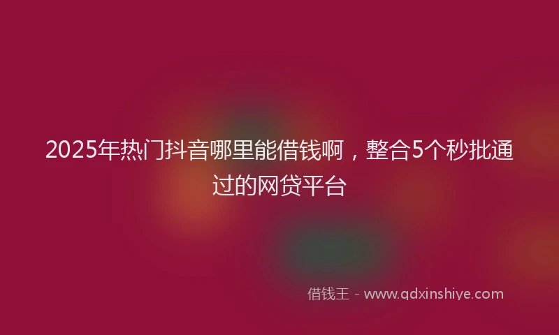 2025年热门抖音哪里能借钱啊，整合5个秒批通过的网贷平台