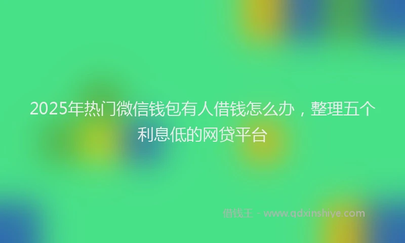 2025年热门微信钱包有人借钱怎么办，整理五个利息低的网贷平台