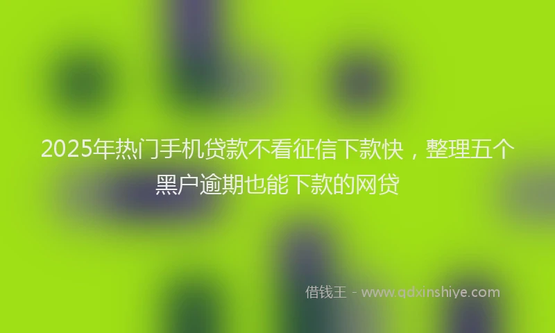 2025年热门手机贷款不看征信下款快，整理五个黑户逾期也能下款的网贷