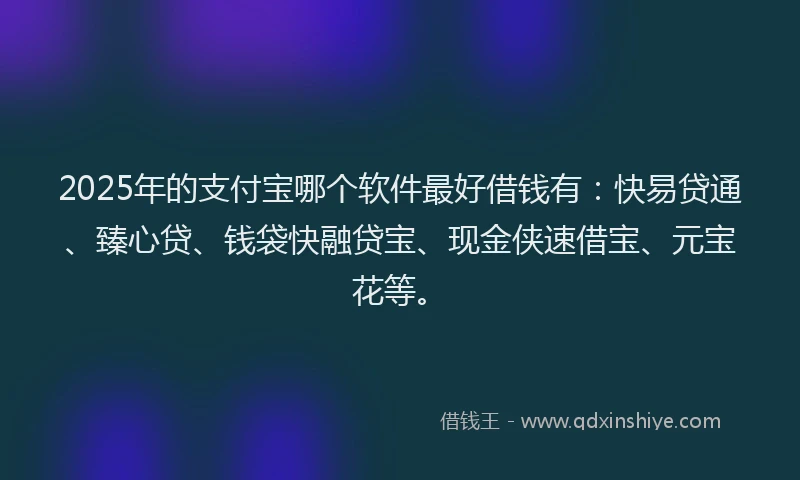 2025年的支付宝哪个软件最好借钱有：快易贷通、臻心贷、钱袋快融贷宝、现金侠速借宝、元宝花等。