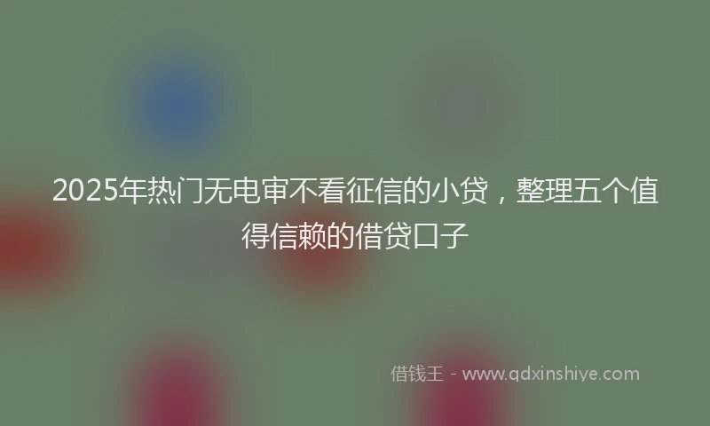 2025年热门无电审不看征信的小贷，整理五个值得信赖的借贷口子