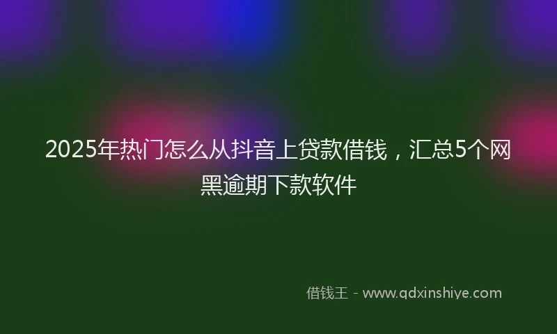 2025年热门怎么从抖音上贷款借钱，汇总5个网黑逾期下款软件