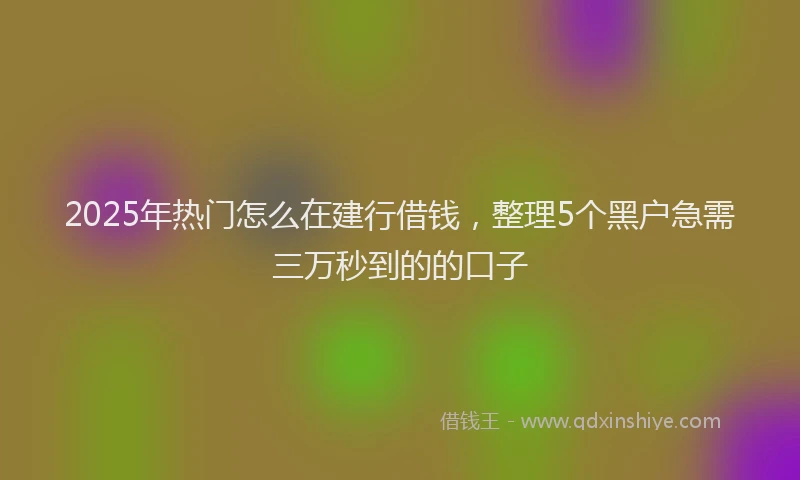 2025年热门怎么在建行借钱，整理5个黑户急需三万秒到的的口子