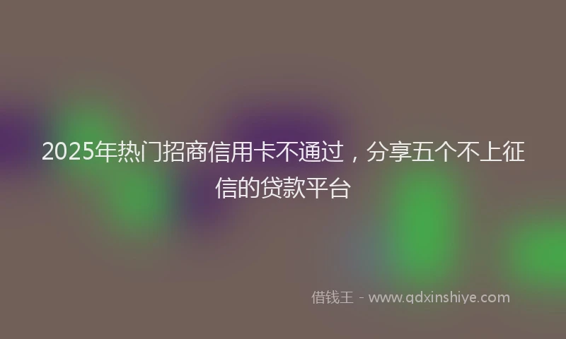 2025年热门招商信用卡不通过，分享五个不上征信的贷款平台