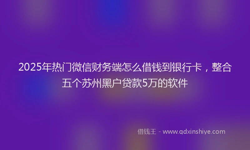 2025年热门微信财务端怎么借钱到银行卡，整合五个苏州黑户贷款5万的软件