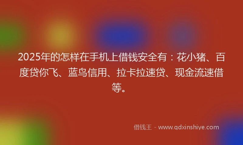 2025年的怎样在手机上借钱安全有：花小猪、百度贷你飞、蓝鸟信用、拉卡拉速贷、现金流速借等。