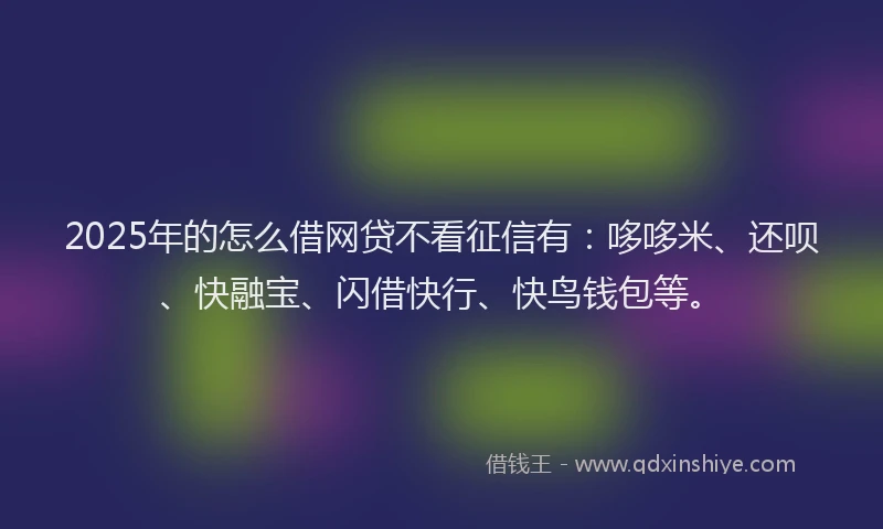 2025年的怎么借网贷不看征信有：哆哆米、还呗、快融宝、闪借快行、快鸟钱包等。