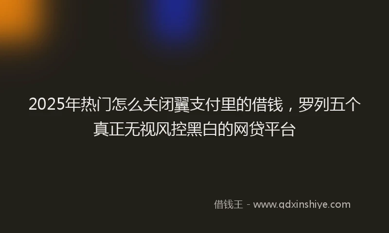 2025年热门怎么关闭翼支付里的借钱，罗列五个真正无视风控黑白的网贷平台