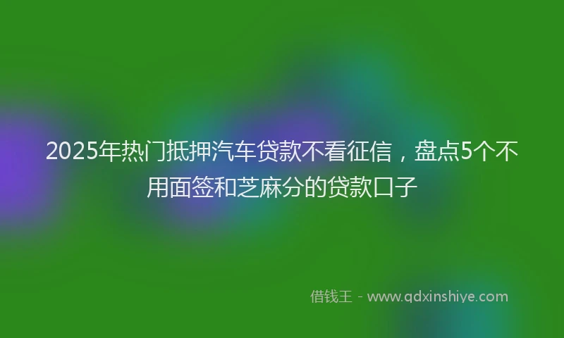 2025年热门抵押汽车贷款不看征信，盘点5个不用面签和芝麻分的贷款口子