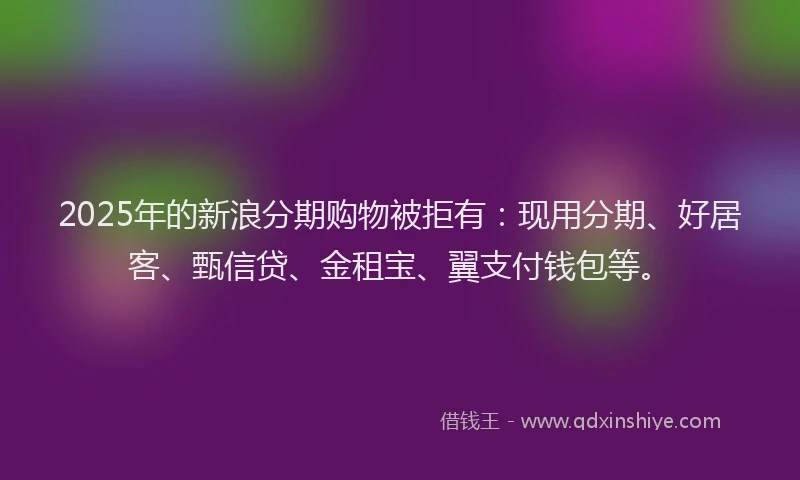 2025年的新浪分期购物被拒有：现用分期、好居客、甄信贷、金租宝、翼支付钱包等。