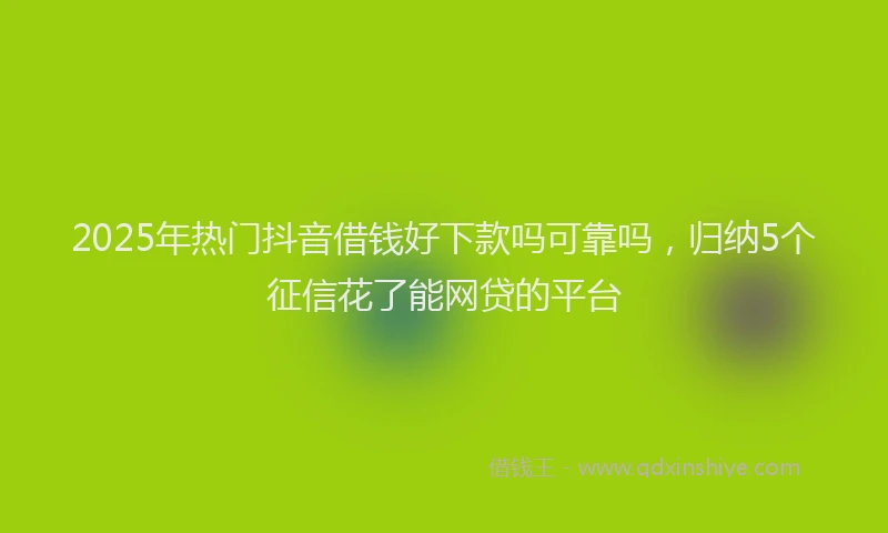 2025年热门抖音借钱好下款吗可靠吗，归纳5个征信花了能网贷的平台