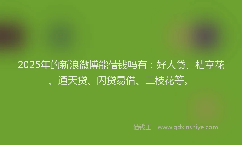 2025年的新浪微博能借钱吗有：好人贷、桔享花、通天贷、闪贷易借、三枝花等。
