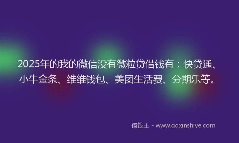 2025年的我的微信没有微粒贷借钱有：快贷通、小牛金条、维维钱包、美团生活费、分期乐等。