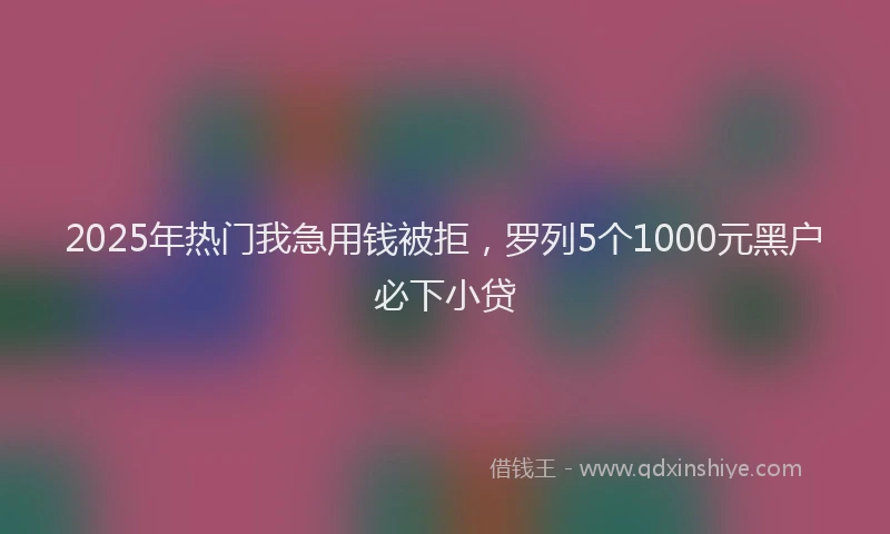 2025年热门我急用钱被拒，罗列5个1000元黑户必下小贷