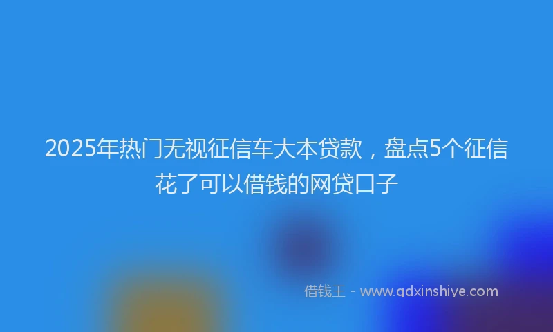 2025年热门无视征信车大本贷款，盘点5个征信花了可以借钱的网贷口子