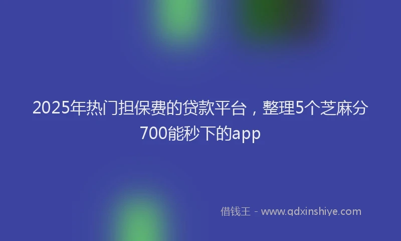 2025年热门担保费的贷款平台，整理5个芝麻分700能秒下的app